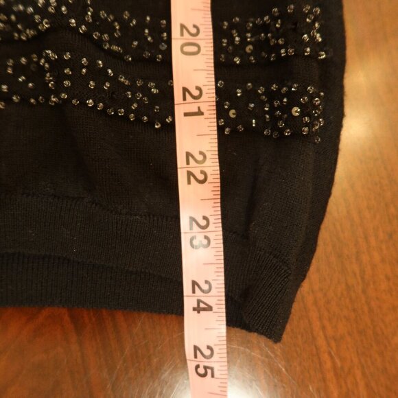 SINCLAIRE 100% merino wool sweater black embellish beaded pullover long sleeve s - Picture 8 of 10